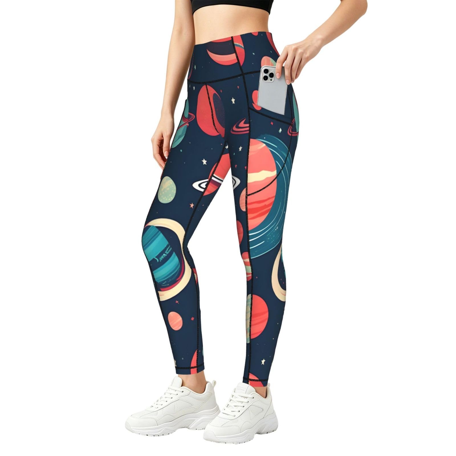 Pantalones de yoga opacos QYUHBNS con bolsillos mallas de fitness y running para mujer 8