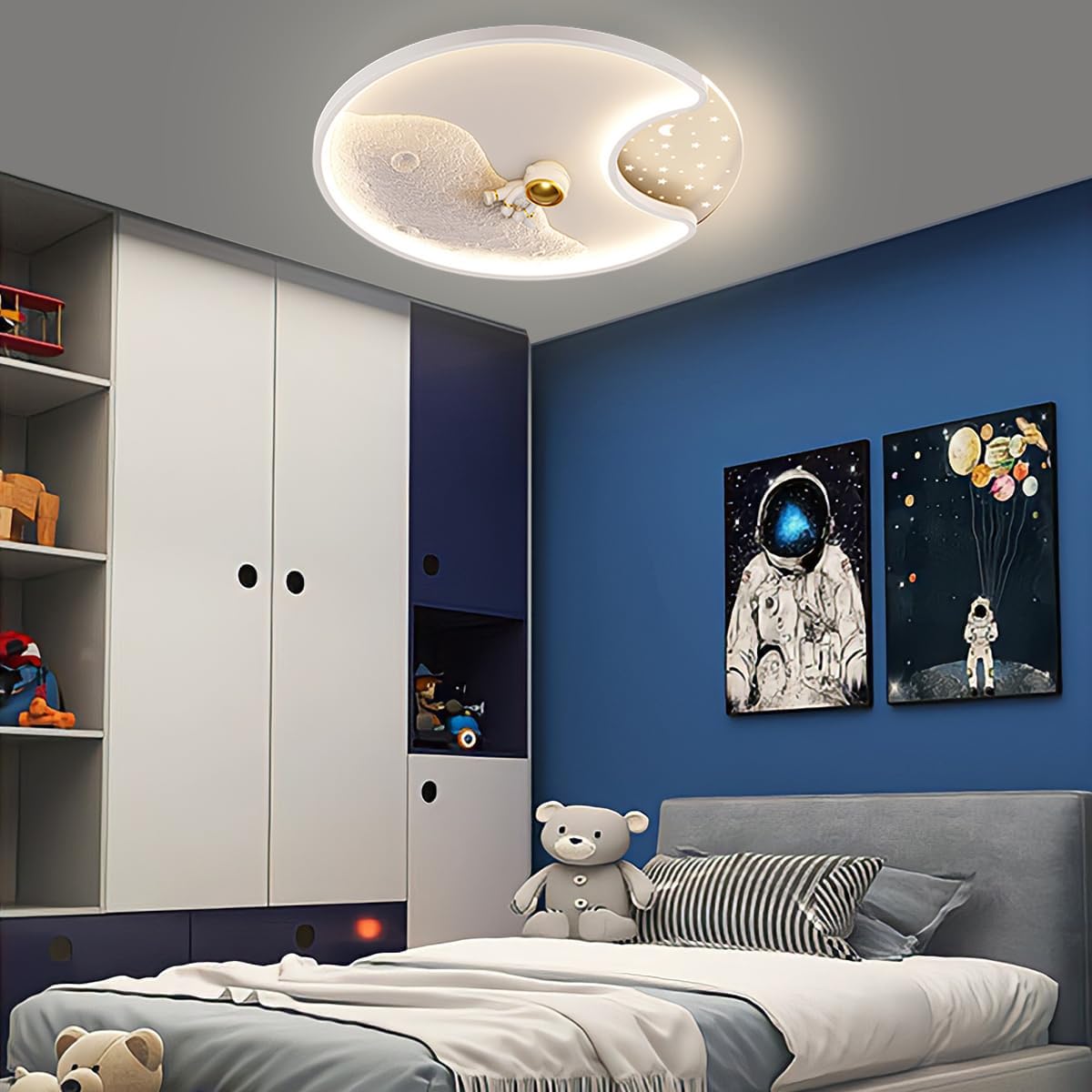 KSTORE Raketten Planet Plafondlamp Kinderkamer Dimbare Ronde