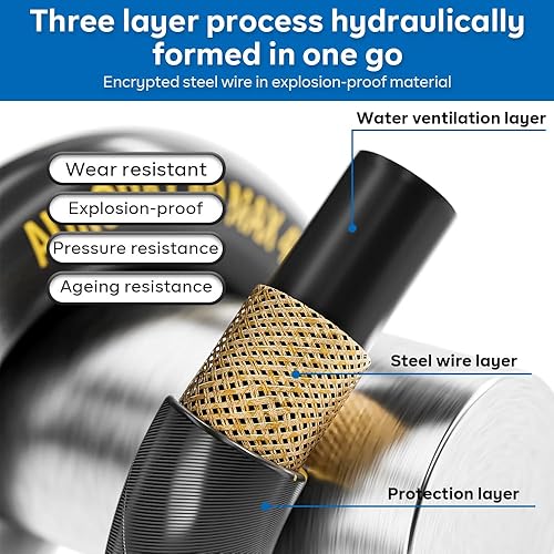 Miniatura 5 de AURORA CAR Pressure Washer Hose 50 ft with 38 Inch Quick Connect, Kink Resistant High Tensile Wire Braided,with 2 pcs M22 14mm Adapter Set, 4200 PSI