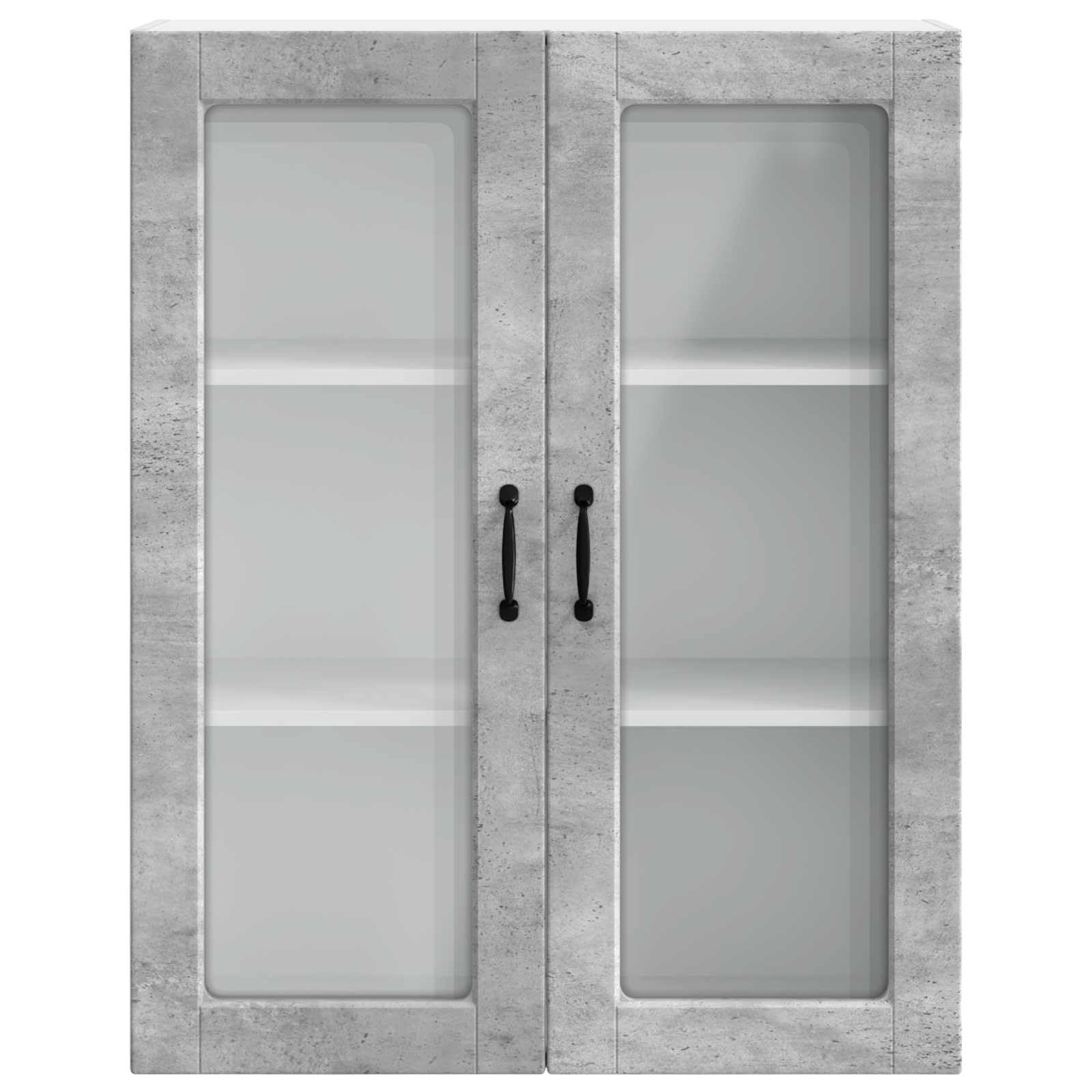 Wandschrank für Küche, Holz, 80 x 31 x 100 cm, Betongrau | Robustes Maschinenholz, mehrere Regale, Aufbewahrung von Geschirr, Pflege mit feuchtem Tuch