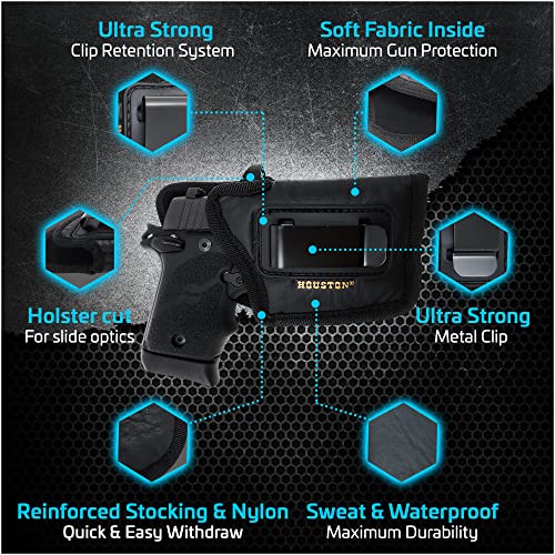 Houston Gun Holsters ECO Leather Optical Concealment Holster Inside The Waist with Metal Clip Fits: Glock 42 / 43 Black CHPO-58AL-RH CHPO-58AL-RH