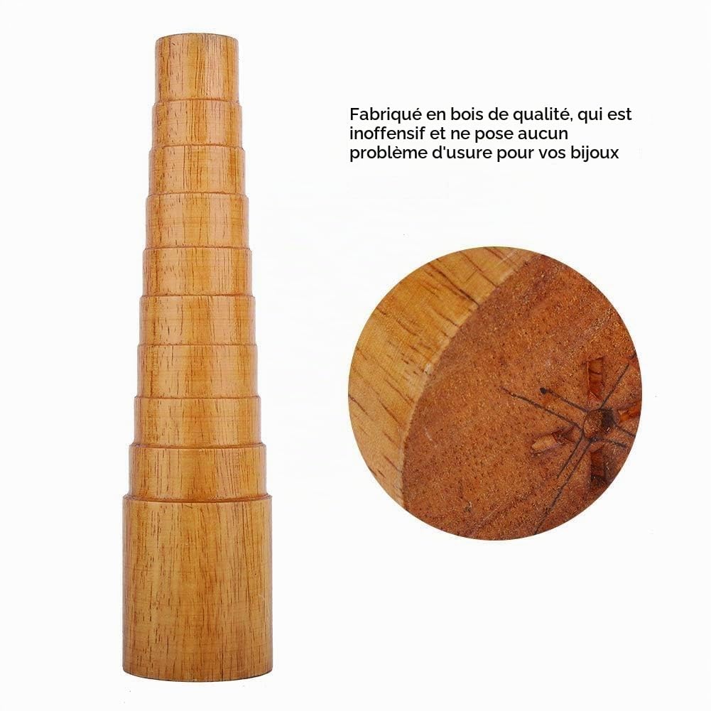 Mandrin de bracelet en bois, 29,6 cm/11,7 po Bâton de mesure de la taille du bracelet en bois Calibreur de bracelet en bois léger pour la réparation des déformations de bijoux