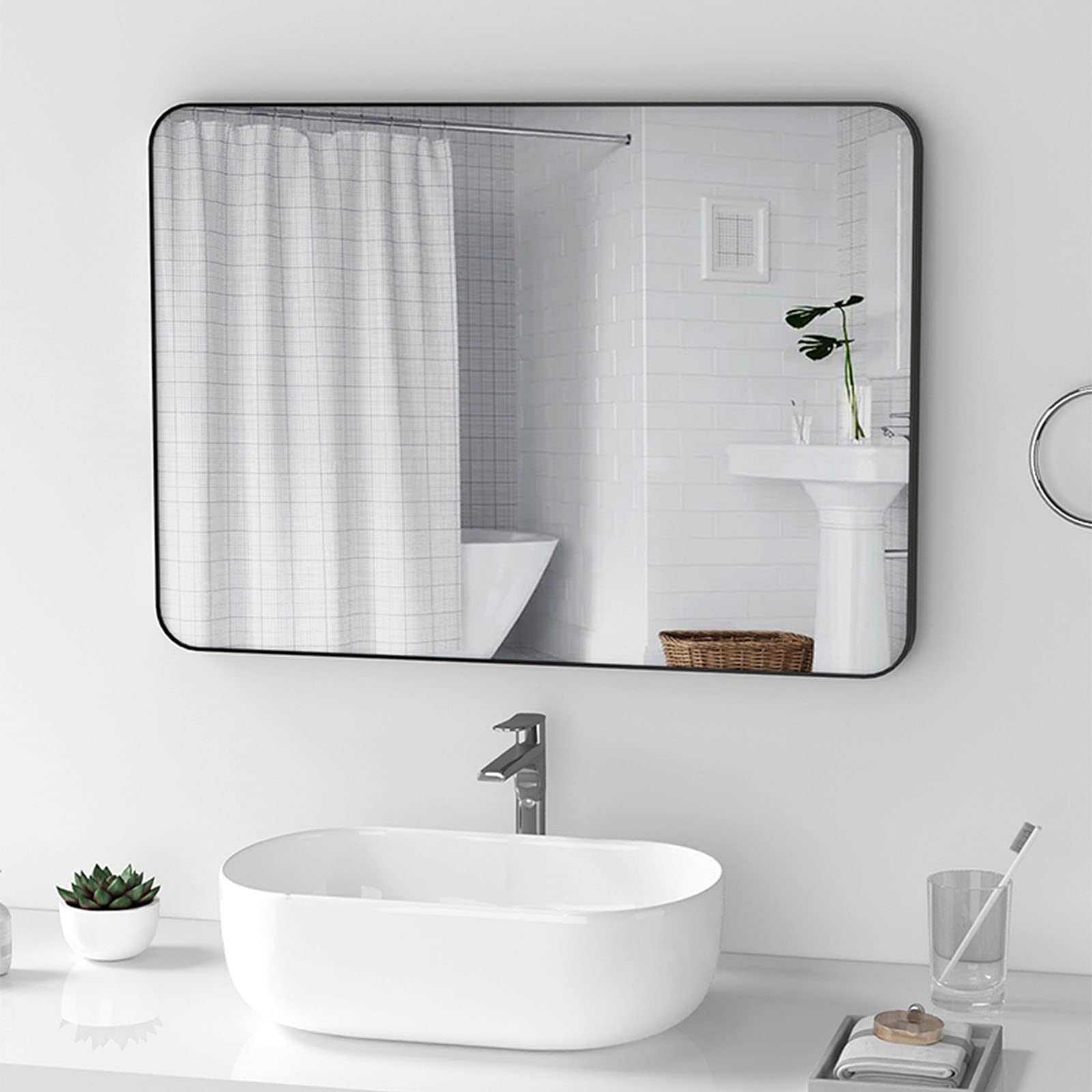 Specchi da bagno, spogliatoi a parete privi di luce, servizi igienici, servizi igienici, pettini a parete e specchietti di cortesia (installazione senza perforazione)