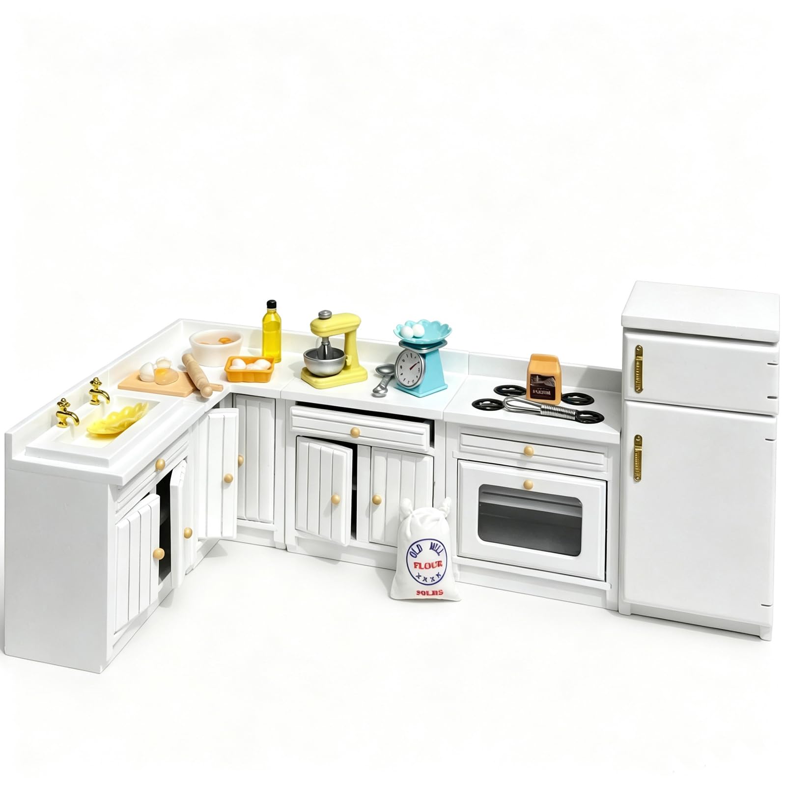 Mobili per casa delle bambole in legno scala 1 12 - Set da cucina (set da cucina)