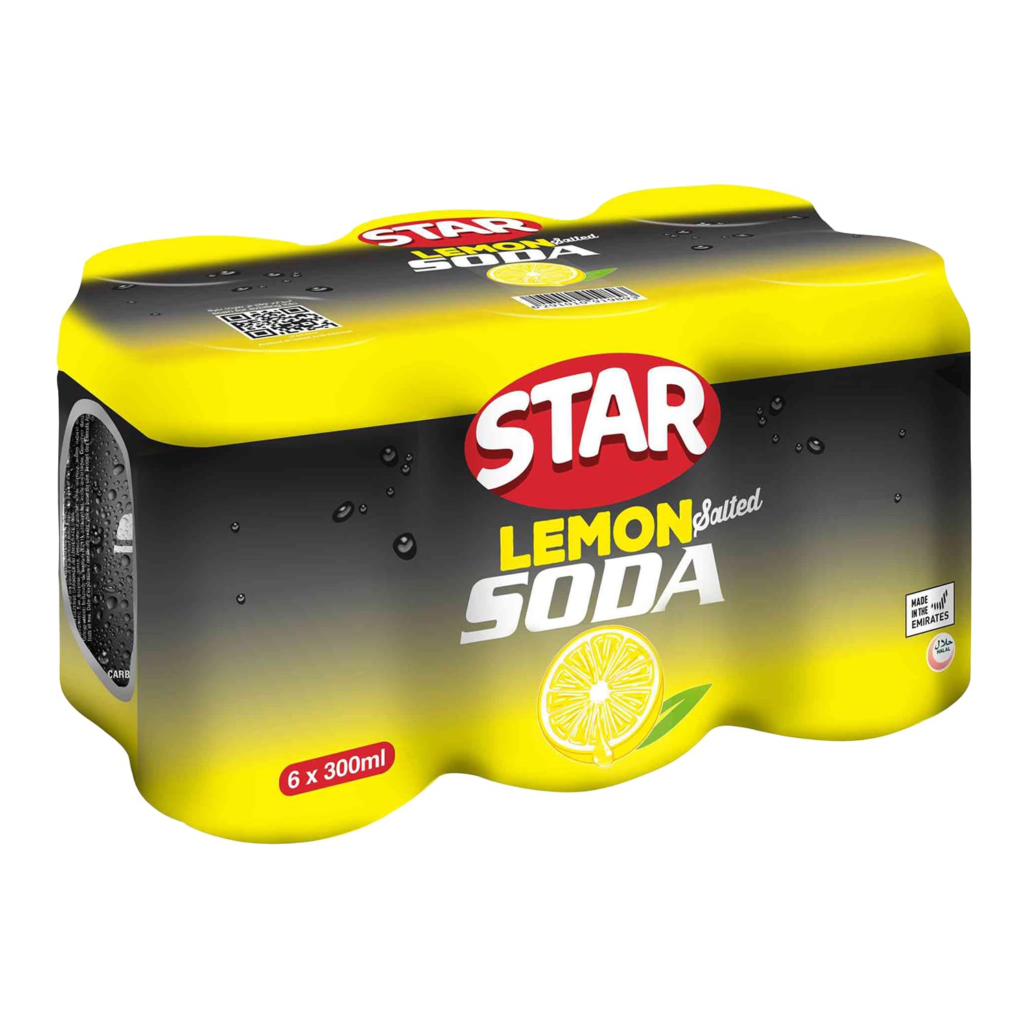Star Lemon Salted Soda Carbonated Soft Drink Can with Tray 6-Pieces 330 ml