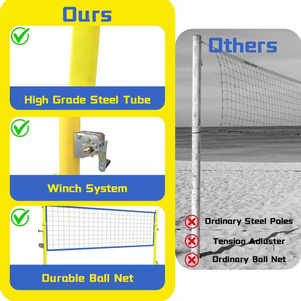 Volleyball Poles for Backyard with Net,Volleyball/Badminton Poles with Movable Heavy Duty Base,Volleyball Net Poles Adjustable 4 Heights,for Indoor Outdoor Stadium School Adults Kids