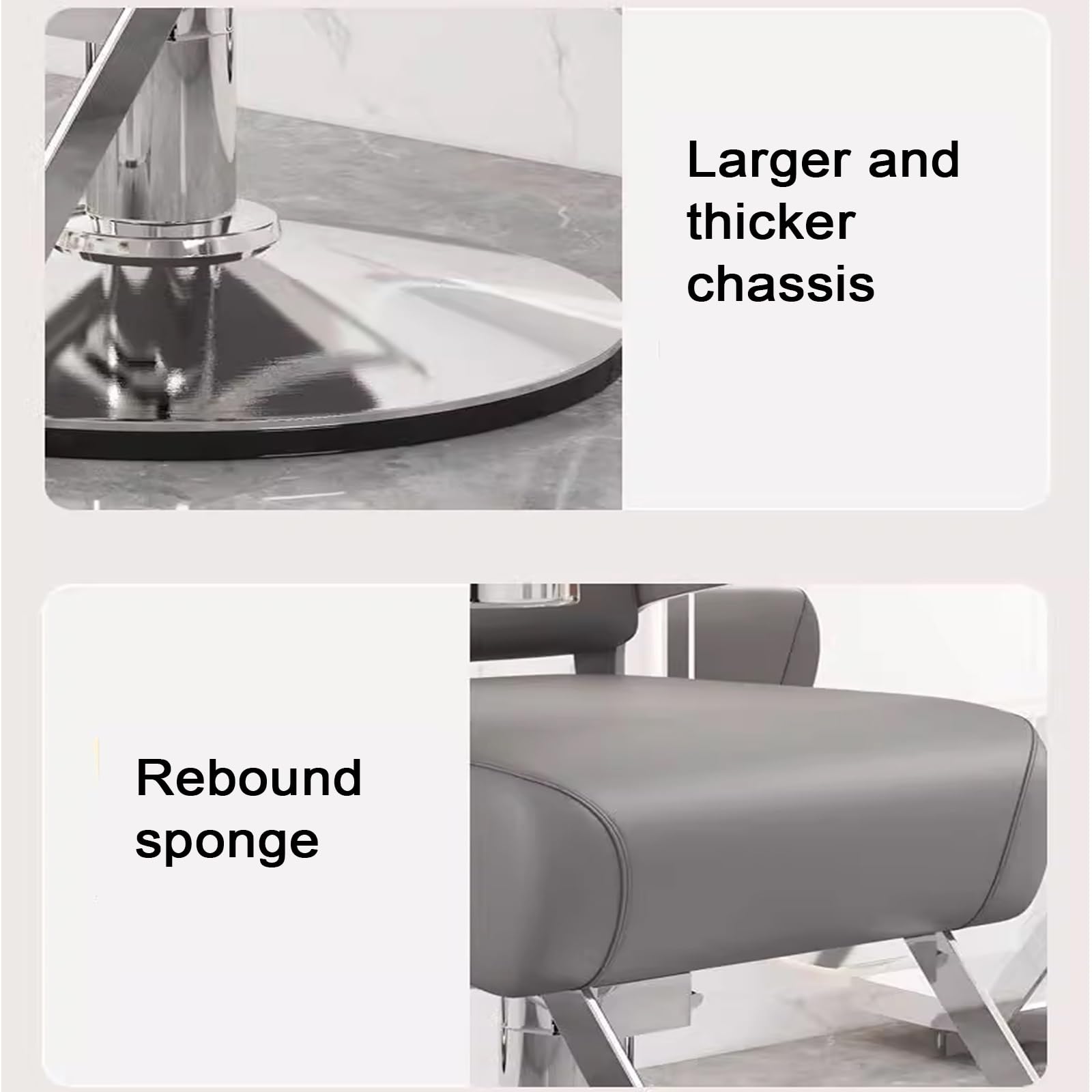 Sillas de barbero, Silla de barbero Profesional con rotación de 360°, Ajuste hidráulico de Altura, Cuero sintético PU, cojín de Esponja, Base galvanizada barberías, Salones d