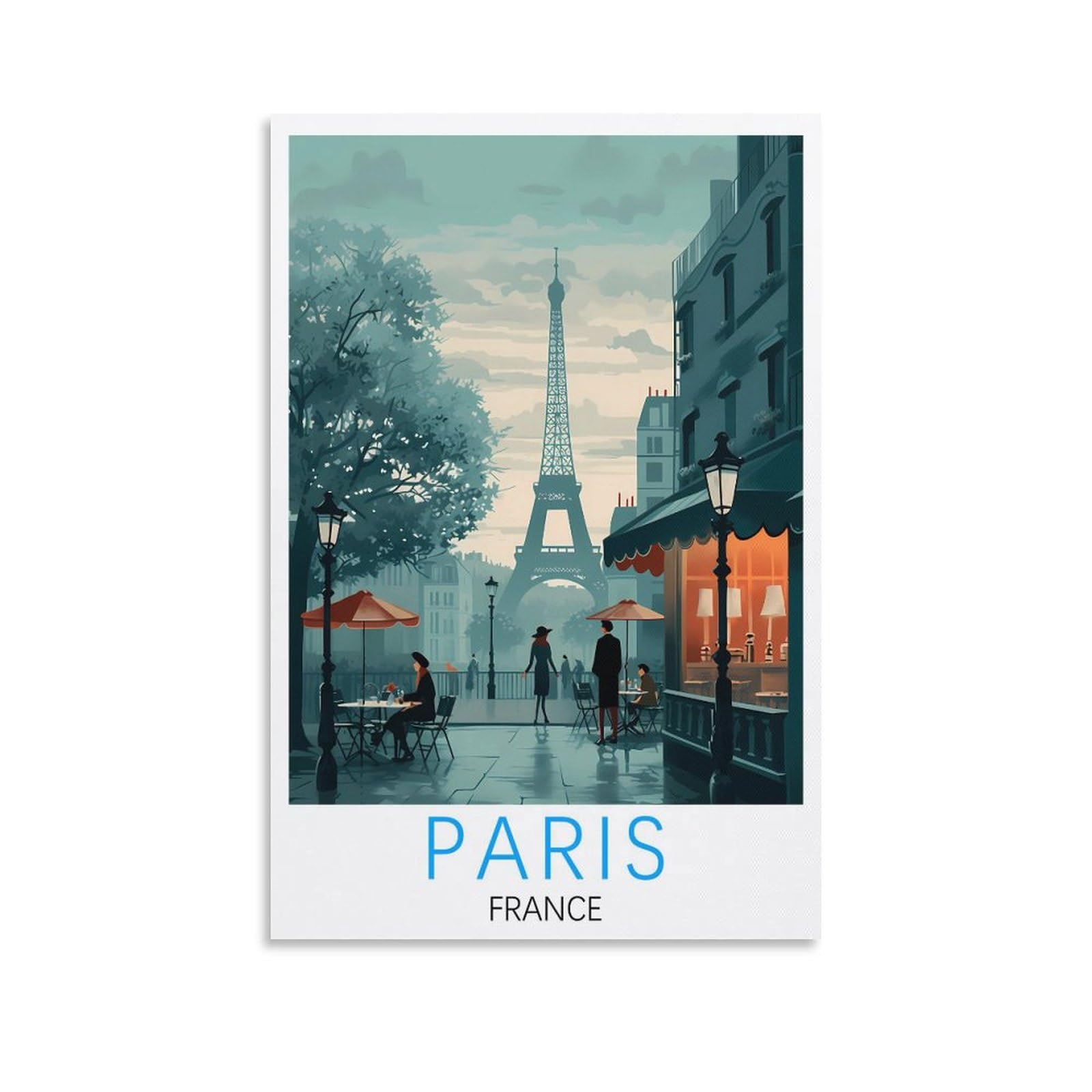 Orbana Unframe-Style Paris France Vintage Travel Posters Landscape 08X12inch(20X30cm) Canvas Print For Living Room, Bedroom, Dorm, Home, Office Wall Decoration