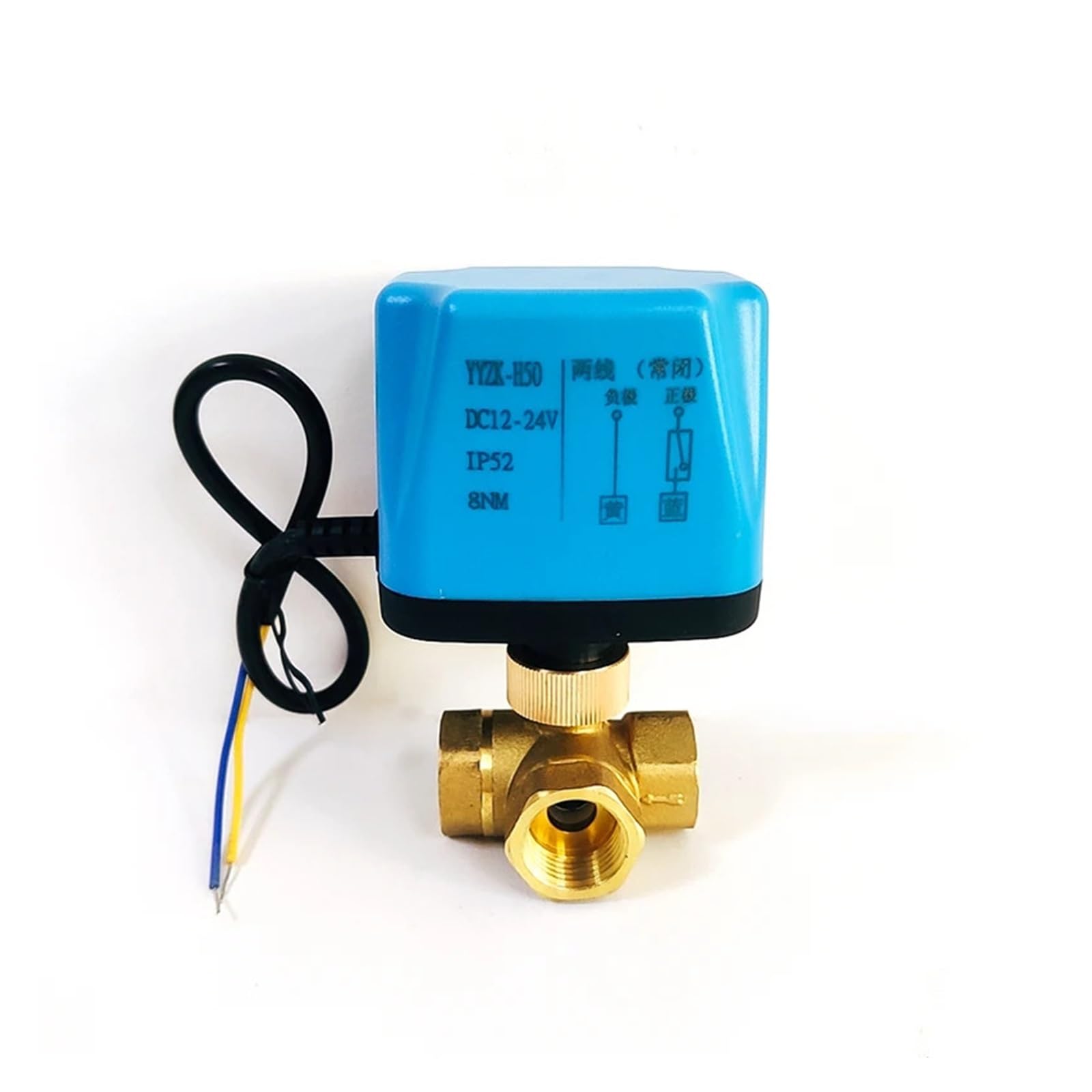 Válvula de bola eléctrica de latón de 2 hilos y 3 vías de 1/2 pulgada 24VDC