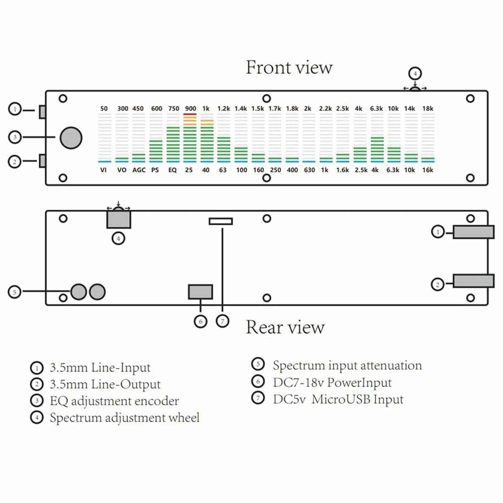 MObyat Analizador Espectro Audio Música LED, Visualizador Música RGB VU Metro 20 Segmentos/15 Niveles, Soporte Ajuste EQ, Pantalla Nivel Frecuencia Tiempo Real, para Entusiastas Audio Coche Studio