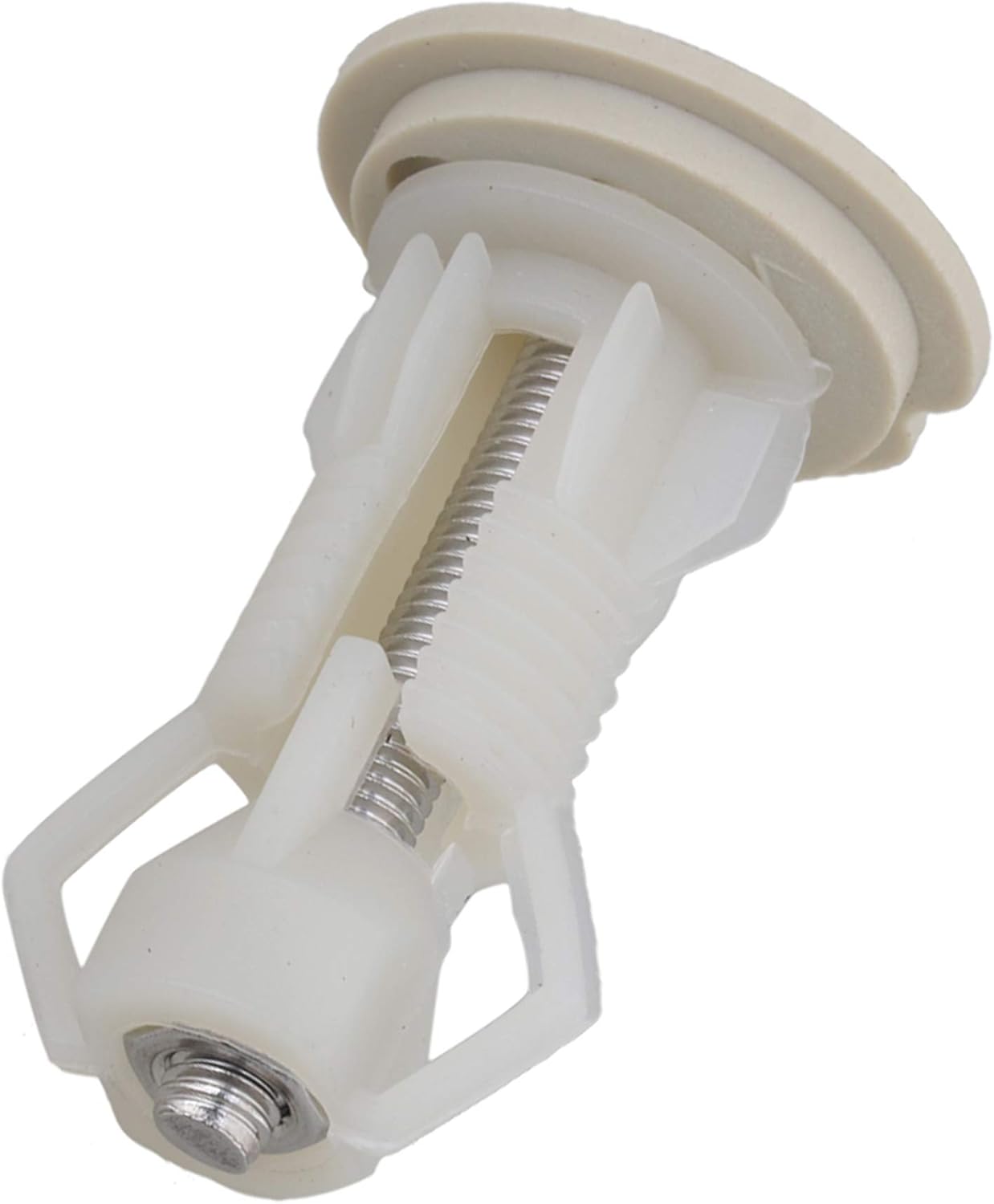 RDEXP White Plastic Toilet Seat Cover Hinge Blind Hole Nut Top Fixing Screw Pack of 4