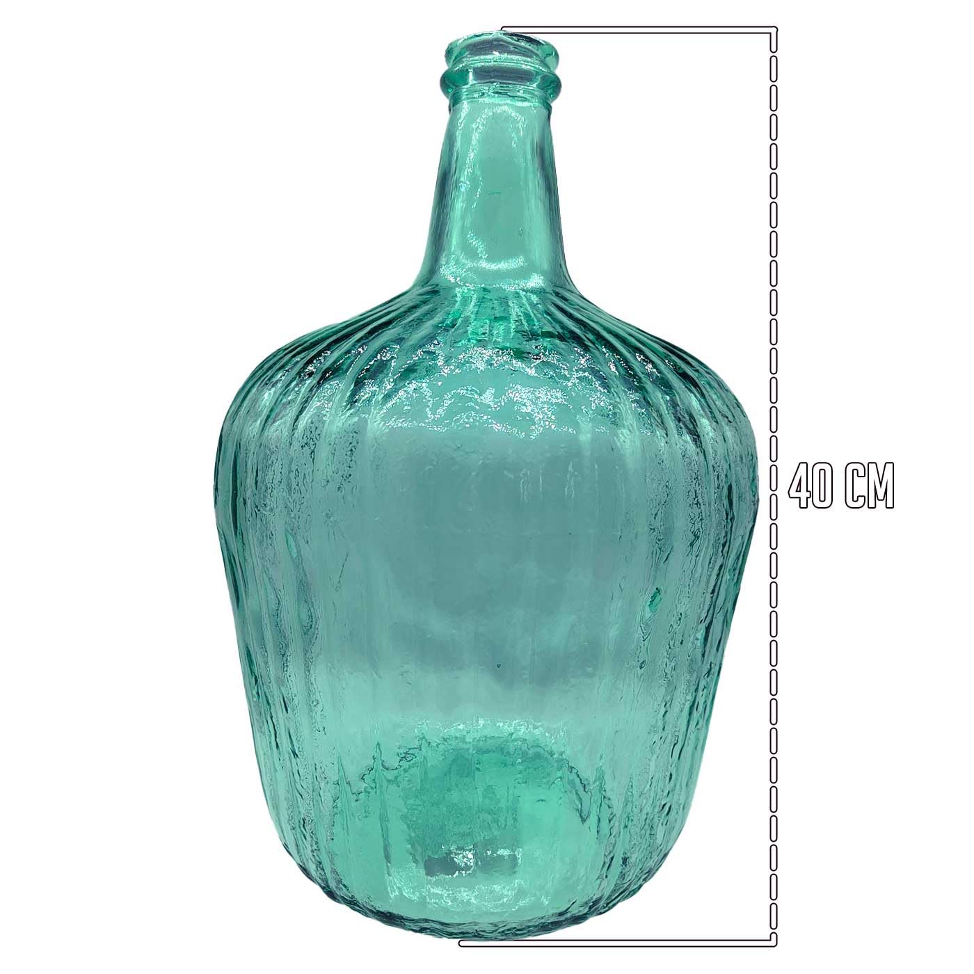 Tradineur - Garrafa Rayada sin tapón - Fabricado en Vidrio - Capacidad de 10 L - Ideal para almacenar bebidas, agua, vino - Ø 26 x 40 cm