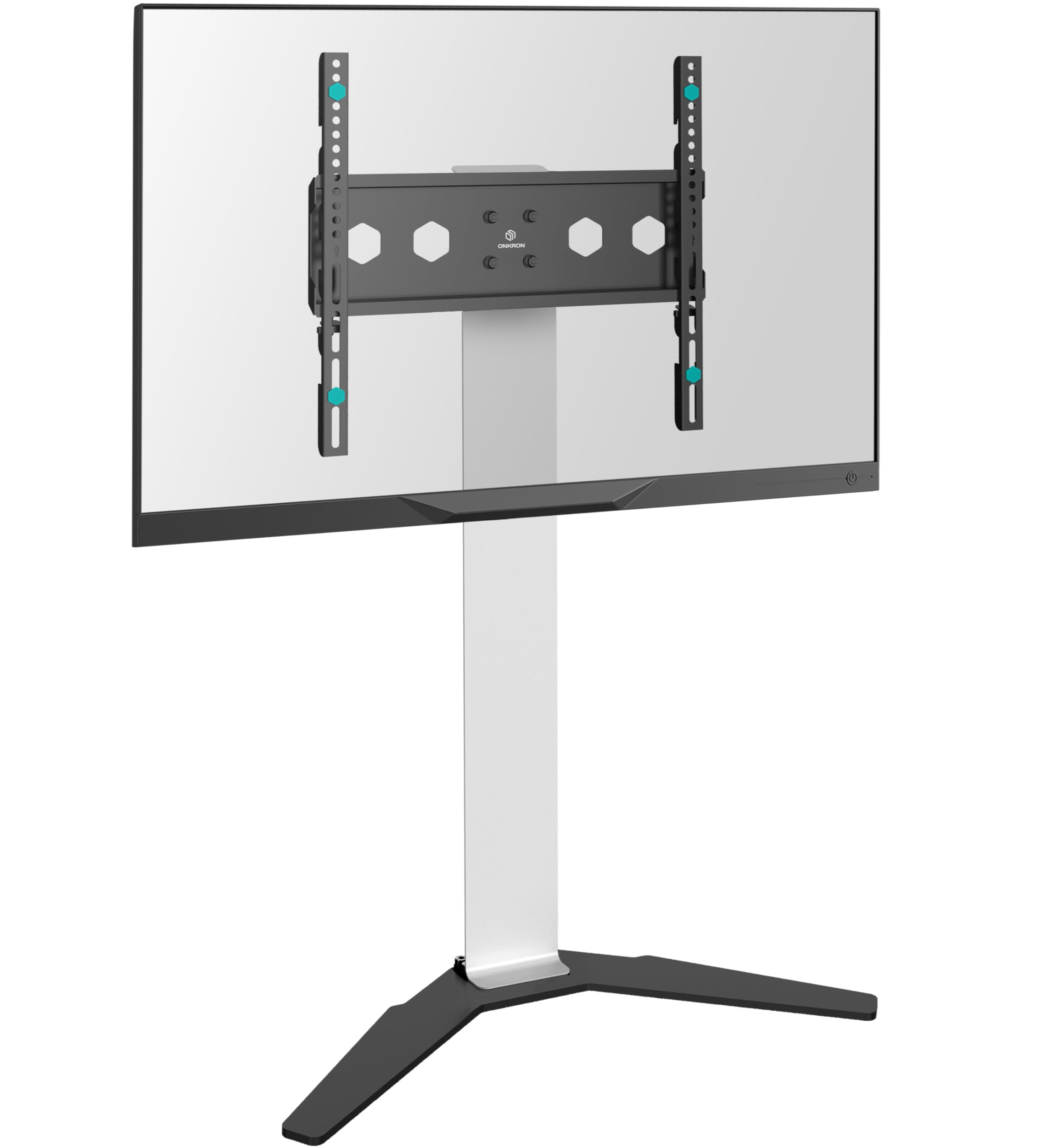 scaffale tv mobile per parete in metallo bianco con supporti regolabili
