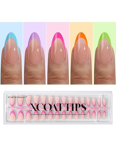 BTArtboxnails XCOATTIPS Brighter Pastel French Tip Press On Nails -