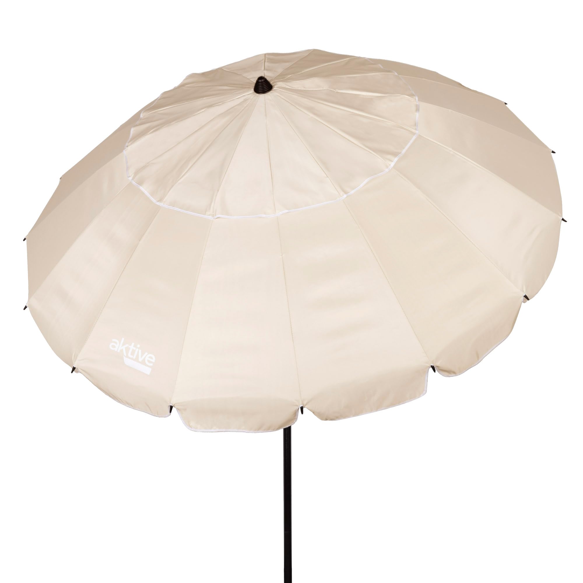 AKTIVE Sombrilla playa antiviento plegable Crema Ø195 cm, Inclinable, Con protección UV 50, paravientos, sombrilla parasol grande (62275)