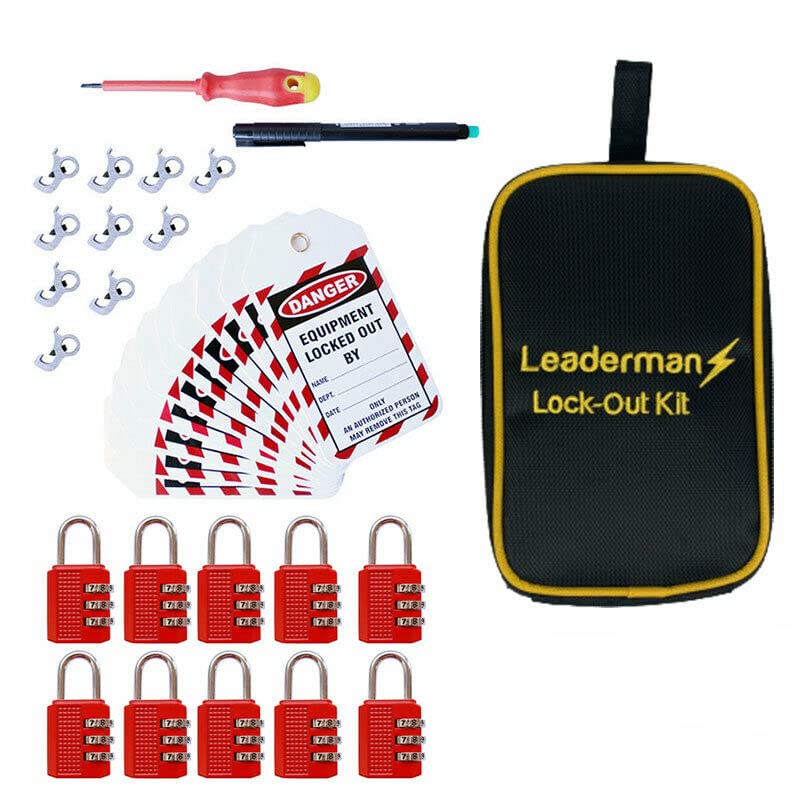 Leaderman Lock Out Off Metal MCB | Tag | Padlock Kit | Case and Pen LDM-LOK10R