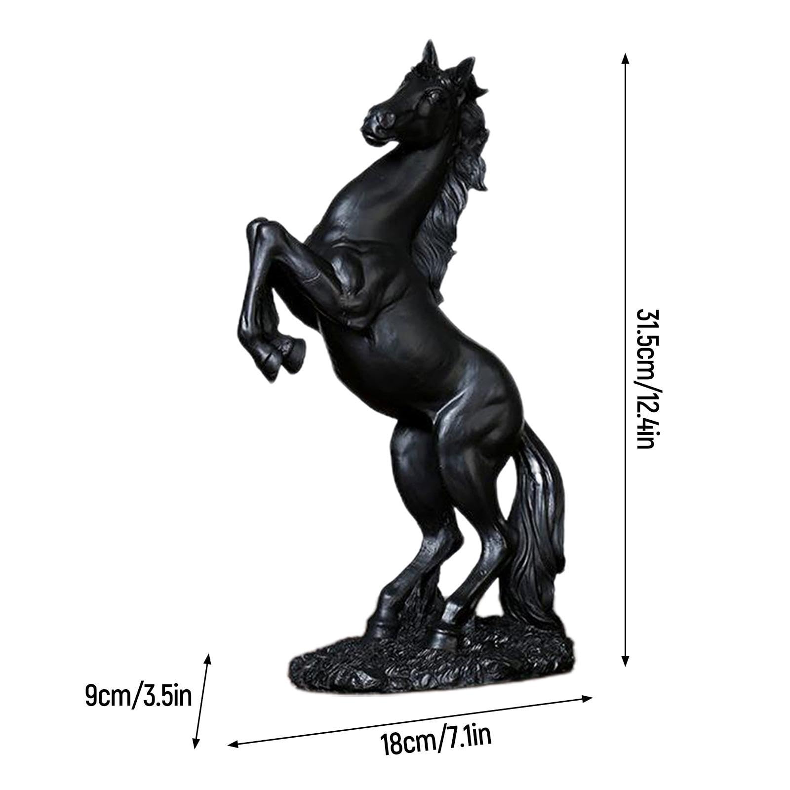 MERIGLARE Statuette di Statue di Cavalli - Resina in Piedi Scultura di Cavallo da Combattimento Decorazione per Ufficio in Casa Ornamenti per Decorazioni da TAV - Nero