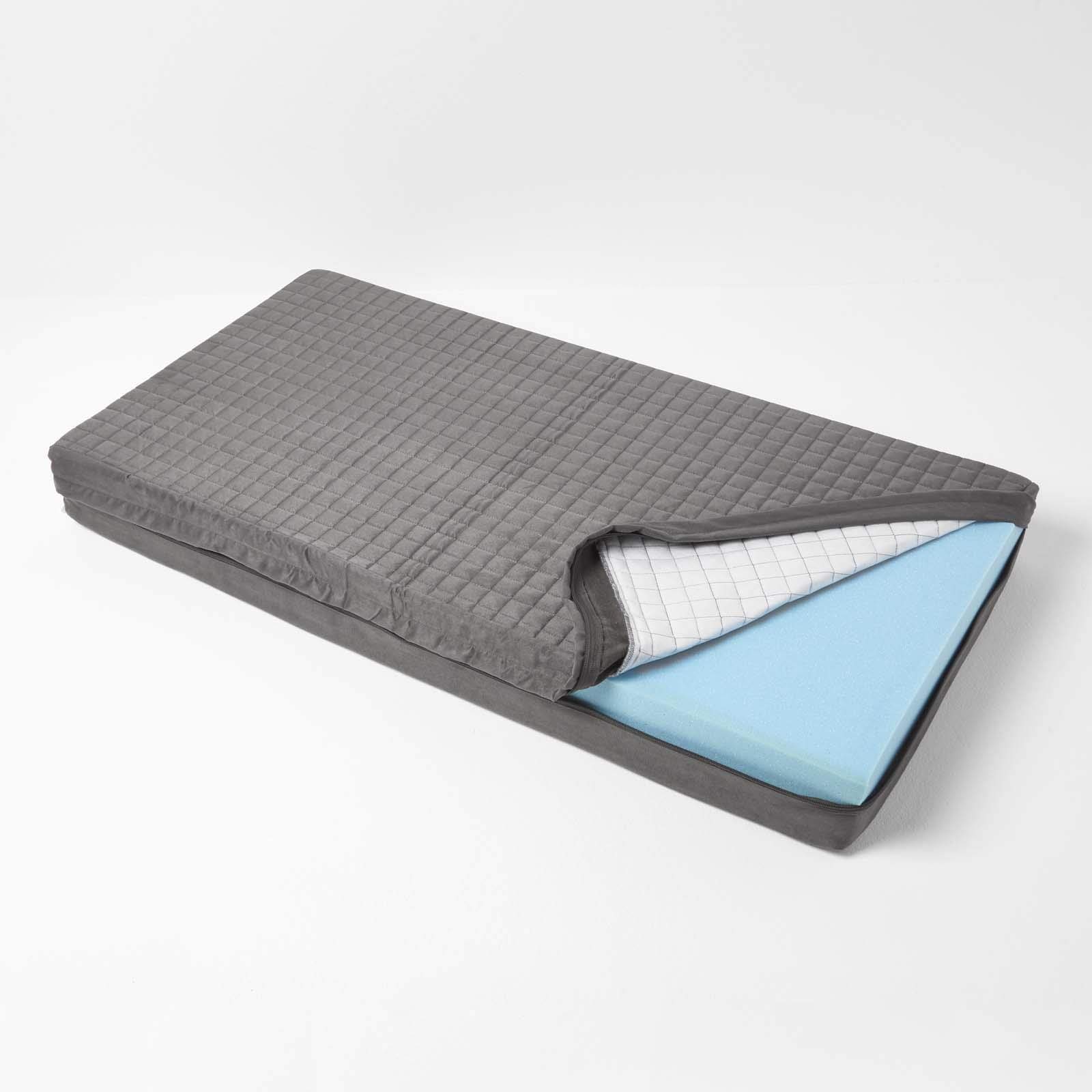 Homescapes Women's Grey Soft Quilted Cushion Cover For 2-Seater Orthopaedic Sofa Armchair Booster Cushion, 100% Polyester Washable Rectangle Cover With Zip, 100 X 50 X 10Cm