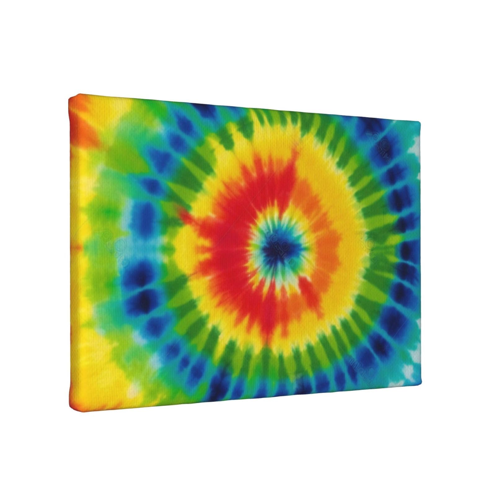 YKLJG tie dye rainbow Printed Wall Art Canvas Painting 30x20 CM Wooden Framed Picture Painting Artwork Prints for Bedroom Kitchen Home Office Decor