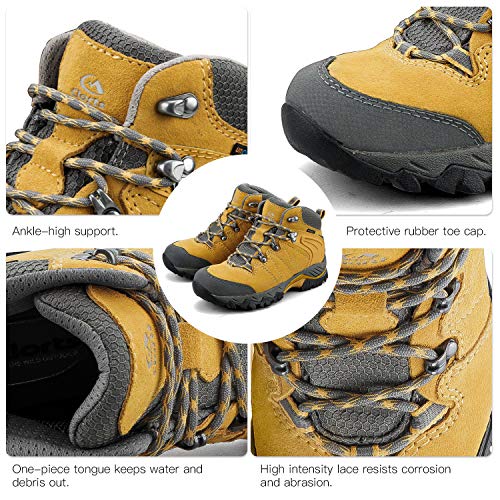 Clorts Women's Classic Hiking Boots Waterproof Suede Leather Lightweight Hiking Shoes Yellow US Women Size 8.5 Medium Width - Thumbnail 4