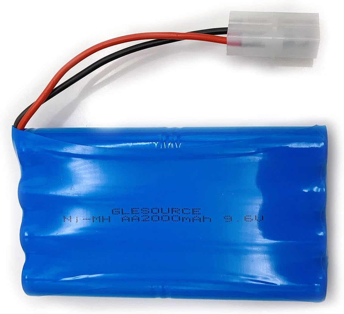 GLESOURCE(2 Pack 9.6V NiMH Battery Pack 2000mAh RC Battery with Standard Tamiya Connector for RC Car, Robots with (2PCS) USB Charging Cable