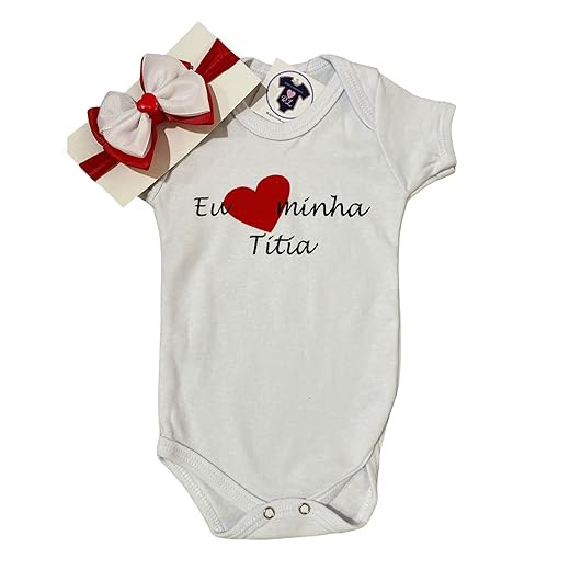Body Bebe Menina-Frases- EU AMO MINHA TITIA + Laço - Temático Mesversário