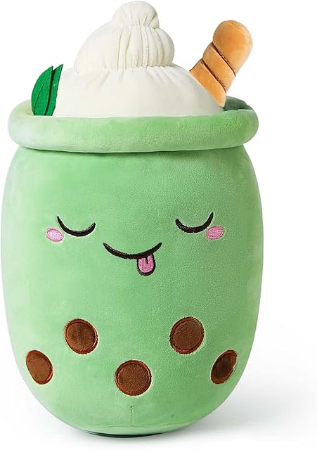 shownicer Plushies, Kawaii Boba Tea Plush Pillow 35cm, Soft Toy, Stuffed Toy, Brown Pearl Milk Tea Bubble Doll Cushion, Home Soft Hug Pillow, Cuddly Toy, Creative Gift for Kids Girls Boys