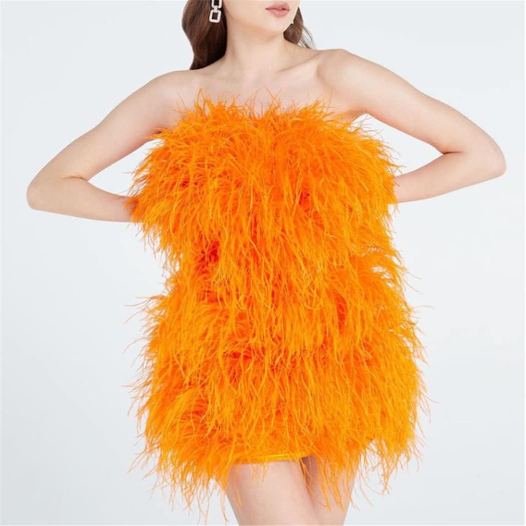 Spring Winter Long Ostrich Dress Women Wedding Natural Turkey Feather Gilet Long Hair Lady Fluffy Wrap
