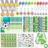 Shinybox 84PCS Fußball Party Mitgebsel Kinder, Fußball Give Aways, Fußball Partytüten Siegermedaillen Schlüsselanhänger, Trillerpfeife, Tattoos, Jungen Mädchen Mitgebsel Kindergeburtstag Gastgeschenk