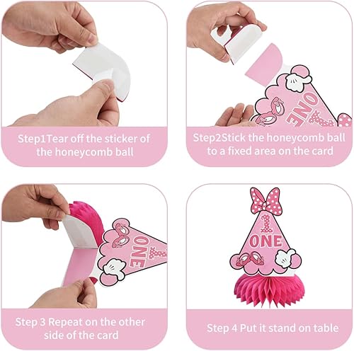 Miniatura 10 de TONIFUL Centros de mesa con temática de ratón, negro y rojo y amarillo para primer cumpleaños, decoración de mesa de ratón rojo, letra 1 para