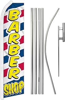 Barber Shop Letters Swooper Advertising Flag & Pole Kit - Perfect for Beauty Supply Stores, Salons, Barber Shops, Nail Salons