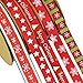 Fowod Christmas Ribbon,Mixed 0.39 inch and 0.59 inch, 16 feet per roll, Best for Gift Wraping, Christmas Decoration (Red)