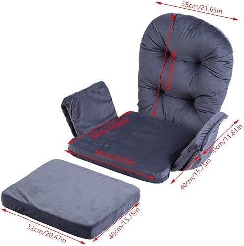 Miniatura 2 de Qiilu Cojines de repuesto para silla mecedora gris de terciopelo lavable, almohadilla de algodón para silla mecedora de madera, cojín total para