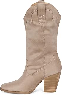 Sponsored Ad - Polly- Women's Cowboy Mid-Calf Western Slip On Ankle Booties Almond Toe Cowgirl Boots