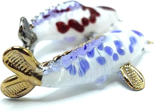 Miniatura 3 de 2 figuras en miniatura de peces koi de carpa japonesa, animales soplados a mano, arte coleccionable, regalo para decorar (oro plateado)