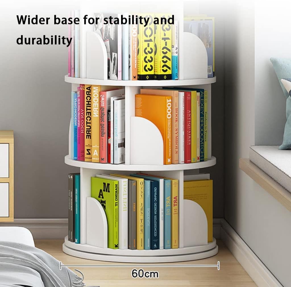 Libreria Girevole A 360° Con 2 Ripiani - Bianco, Per Libri E Oggetti - Foto 6