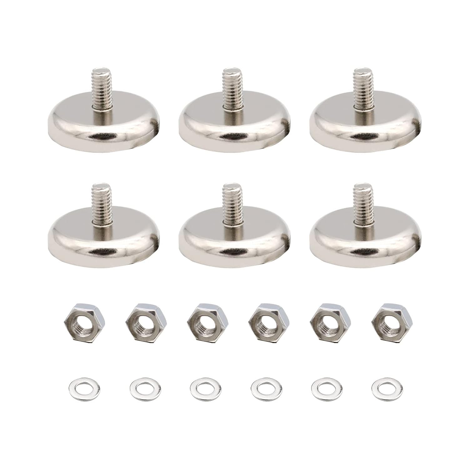 YWNYT 6pcs N38 Neodymium Strong Magnets with M6 Male Thread, 66kg Round ...