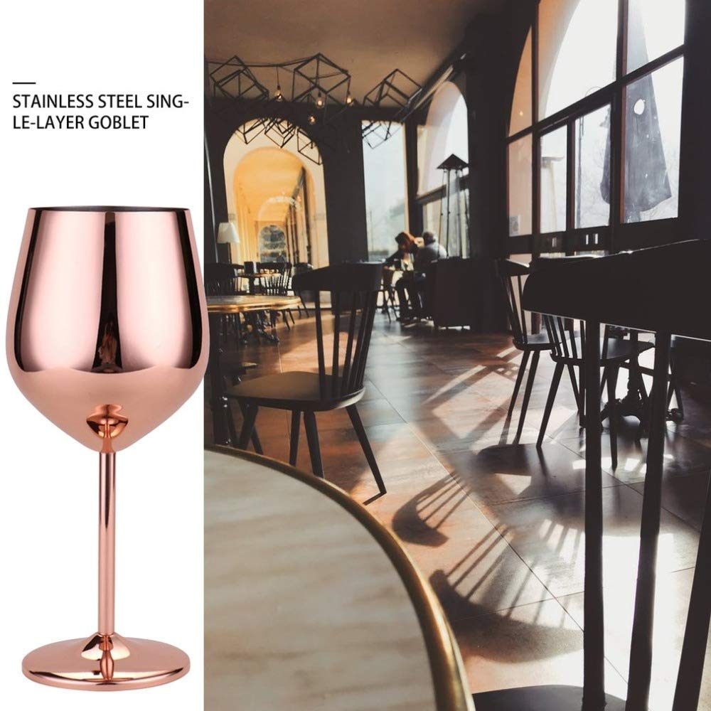 Lot De 2 Verres à Vin En Acier Inoxydable Cuivre – 17 Oz, Or Rose, Incassables, Idéal Pique-Nique, Camping, Barbecue