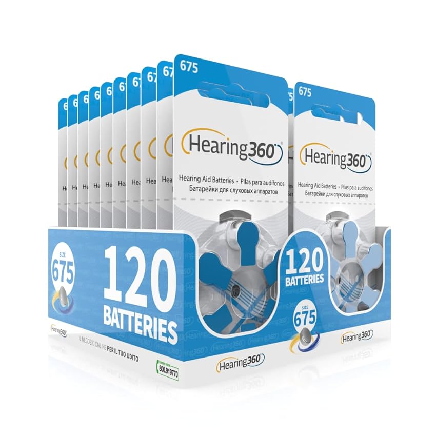 120 Pile Modello 675 Blu (PR44) - 20 Confezioni da 6 Batterie per Apparecchi Acustici 1,45V - Pile Acustiche Rayovac Varta Extra