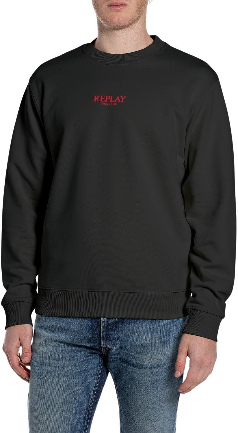 Replay Men's Sweatshirt, 098 Black, XXL