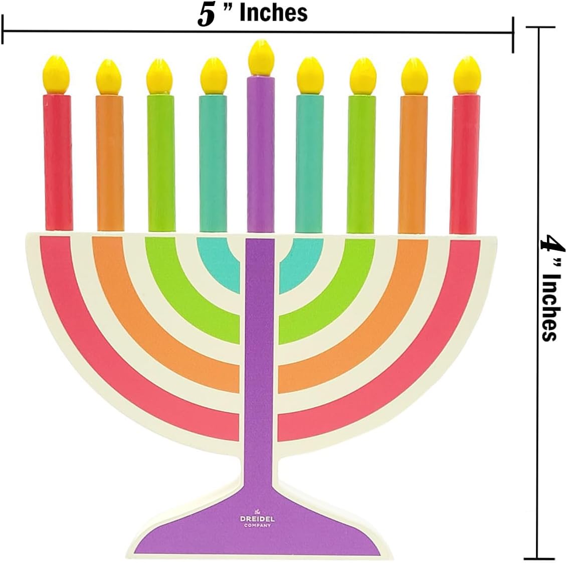 Mini Multicolor Hanukkah Menorah, 4-Pack 5" Inch Children Wooden Chanukah Menorah Set with Removable Wooden Candles, 3" Inch Dreidel, and Gelt Coins