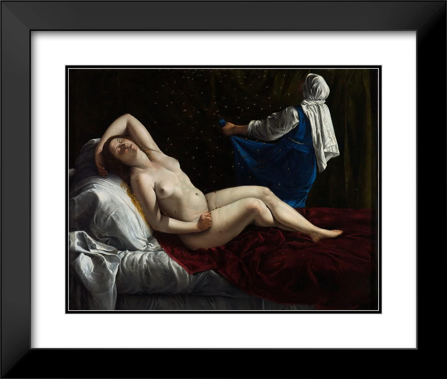 ArtDirect Artemisia Gentileschi 24x20 Black Modern Frame and Double Matted Museum Art Print Titled - Danaes (C.1612)
