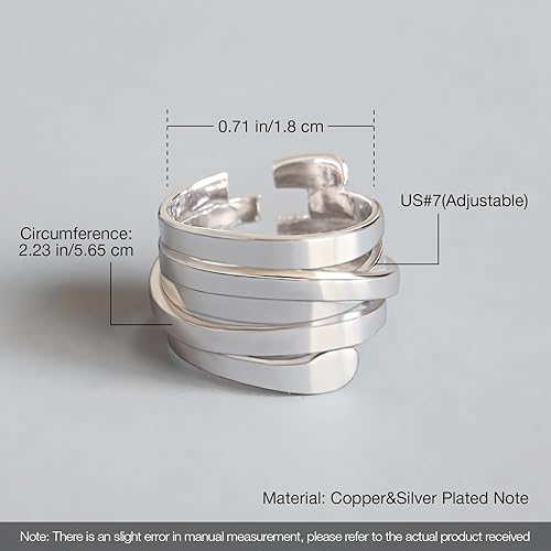 Miniatura 220 de 925 Sterling Silver Ring Minimalist Adjustable Rings Band Handmade Rings for Women Girls