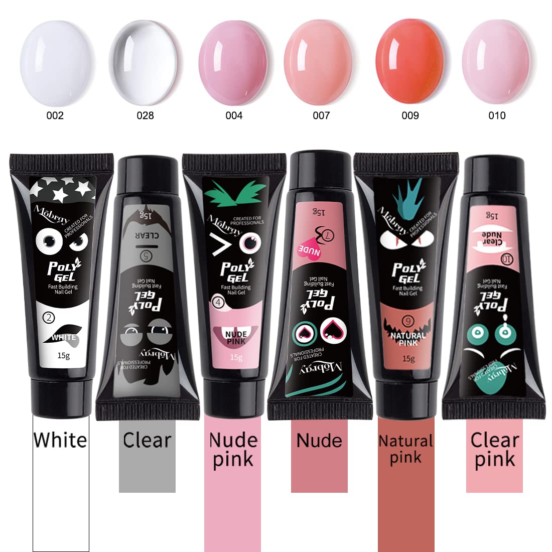 Mobray Polygel Nails Kit Poly Extension Builder Gel Set 6 Colors Gel Nail Starter Kit UV Builder
