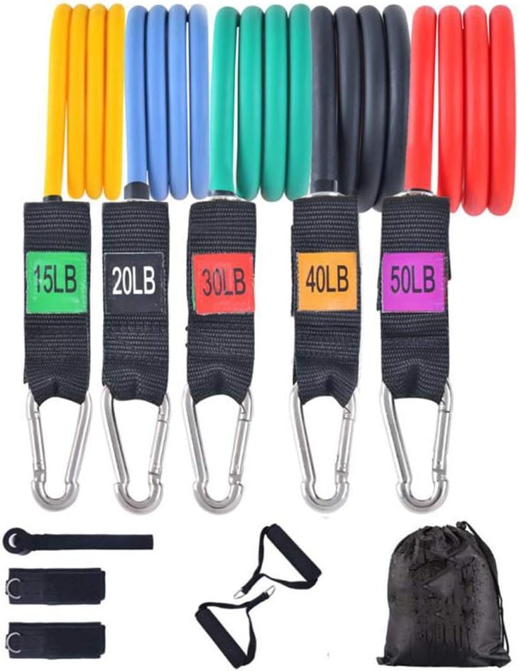 HYXQYYMY Resistance Bands Set-5 Fitness Workout Bands Stackable Up to 155 Lbs,Fitness Training Tubes for Total Body Exercise Use Anywhere,Home Gym Equipment for Arm and Legs