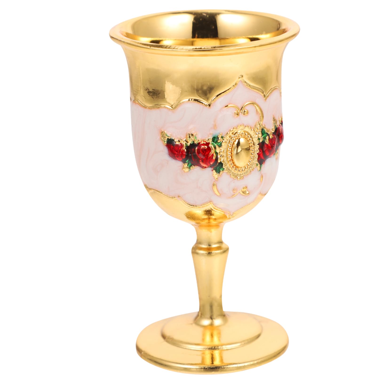 FUNOMOCYA Inlay Style Zinc Alloy Wine Goblet Carved Luxury Stemware for Home Bar Parties Random Flower Pattern Easy to Clean for Daily Use Special Occasions