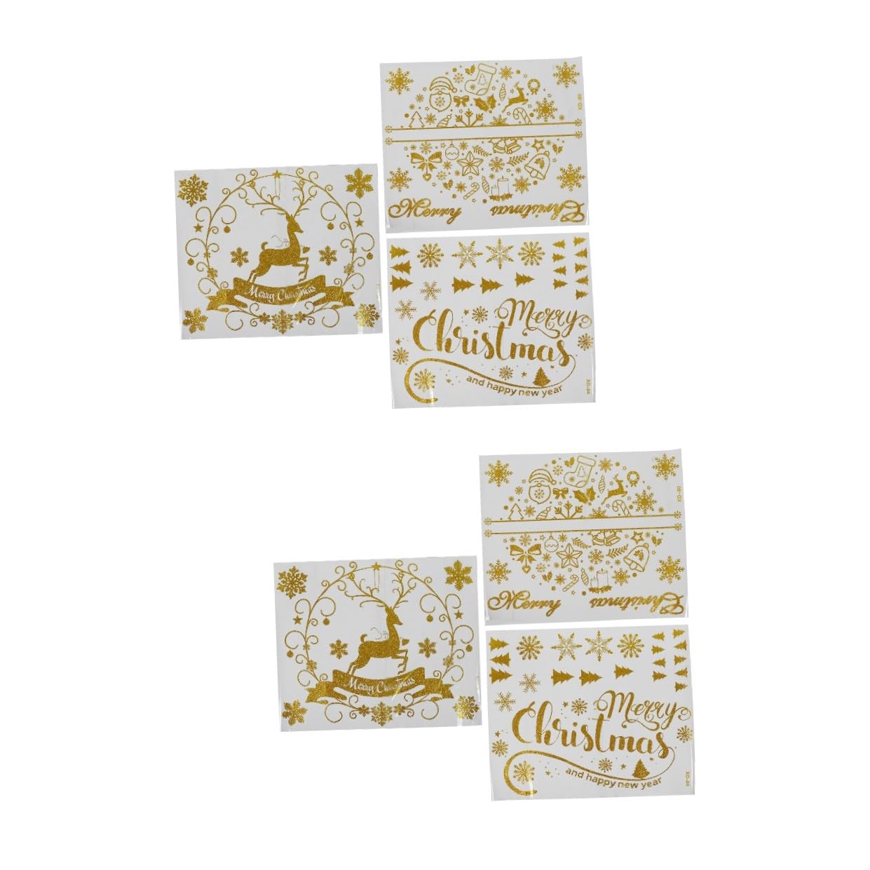 6 Stk Weihnachtsaufkleber Winterdeko für zu Hause weihnachtsdeko dekoration abnehm aufkleber wiederverwendbare sticker Weihnachtsfensteraufkleber Weihnachtsdekoration PVC Golden