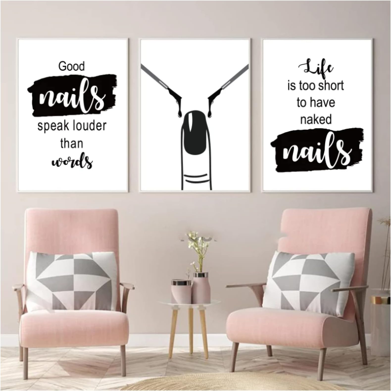 BYHGFDHJFZ Nail Salon Canvas Painting Nail Polish Quote Posters And Prints Beauty Salon Wall Art Picture Barber Shop Decor-40x50cmx3 Unframed