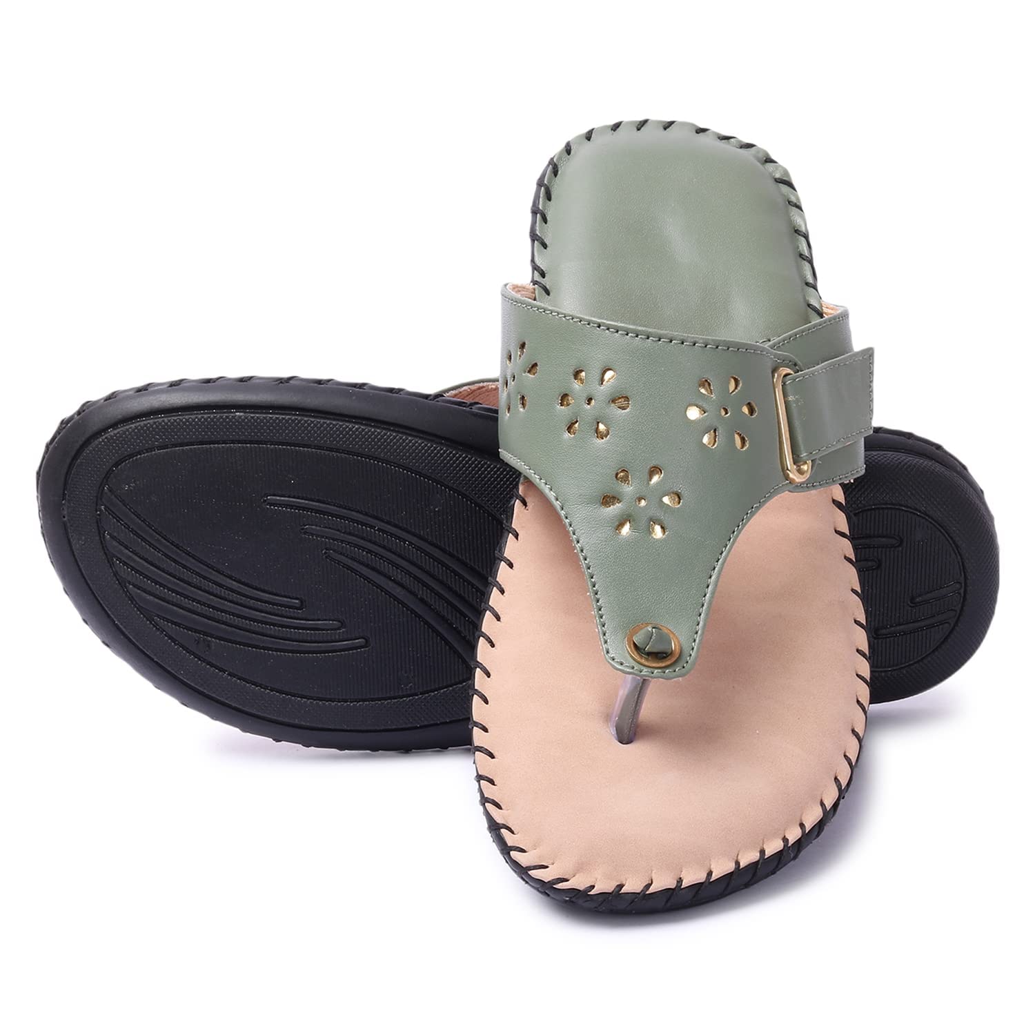 MADANA Womens Low Heel Comfortable Doctor Sole Casual Slipper Sandals (Green-numeric-5) (B0B3RNYMSW) Amazon Price History, Amazon Price Tracker