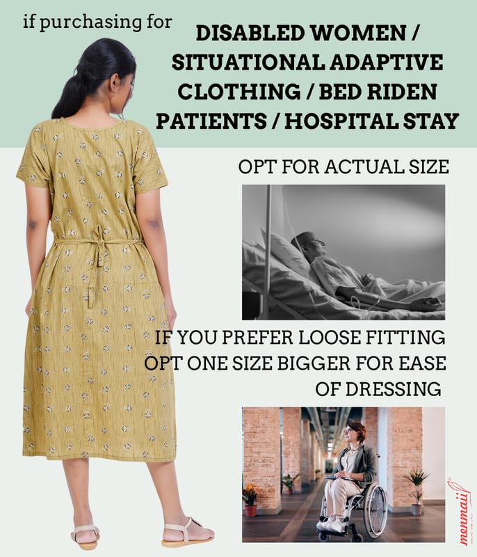 Image of MENMAII Women's [L-4XL] Full Open /Front Buttoned [a Kind of Adaptive Clothing] Multipurpose Nighty for Maternity /Pregnancy /Elderly /Patient /Feeding /Hospital Purpose Nighty Calf Length